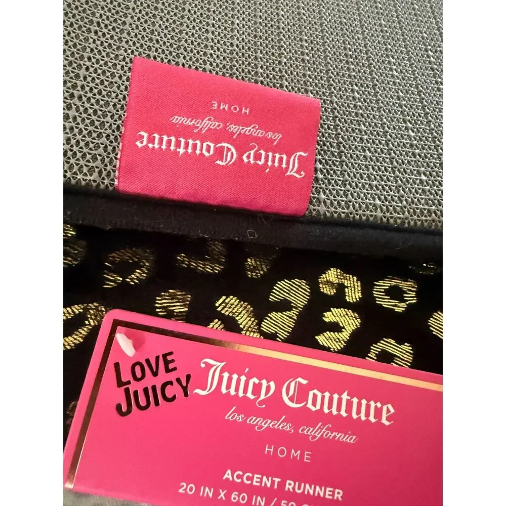 Juicy Couture Home Black Gold Leopard Print Accent Runner Rug 20 x 60